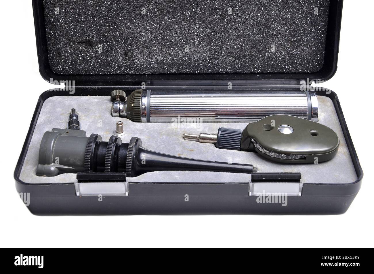Otoscopes in the box. Otoscopes are also frequently used for examining patients' noses and upper