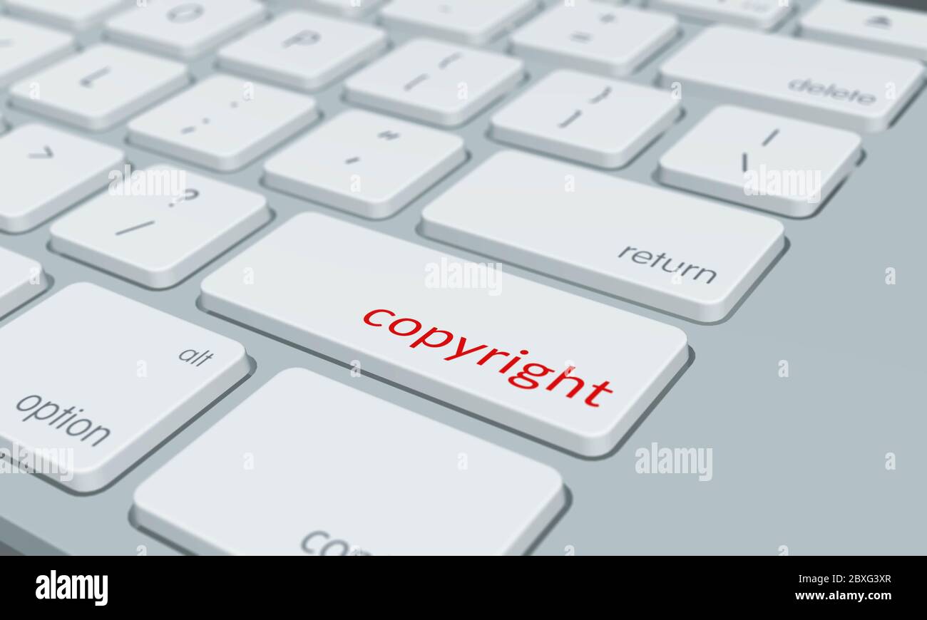 Computer keyboard with copyright word key Stock Photo