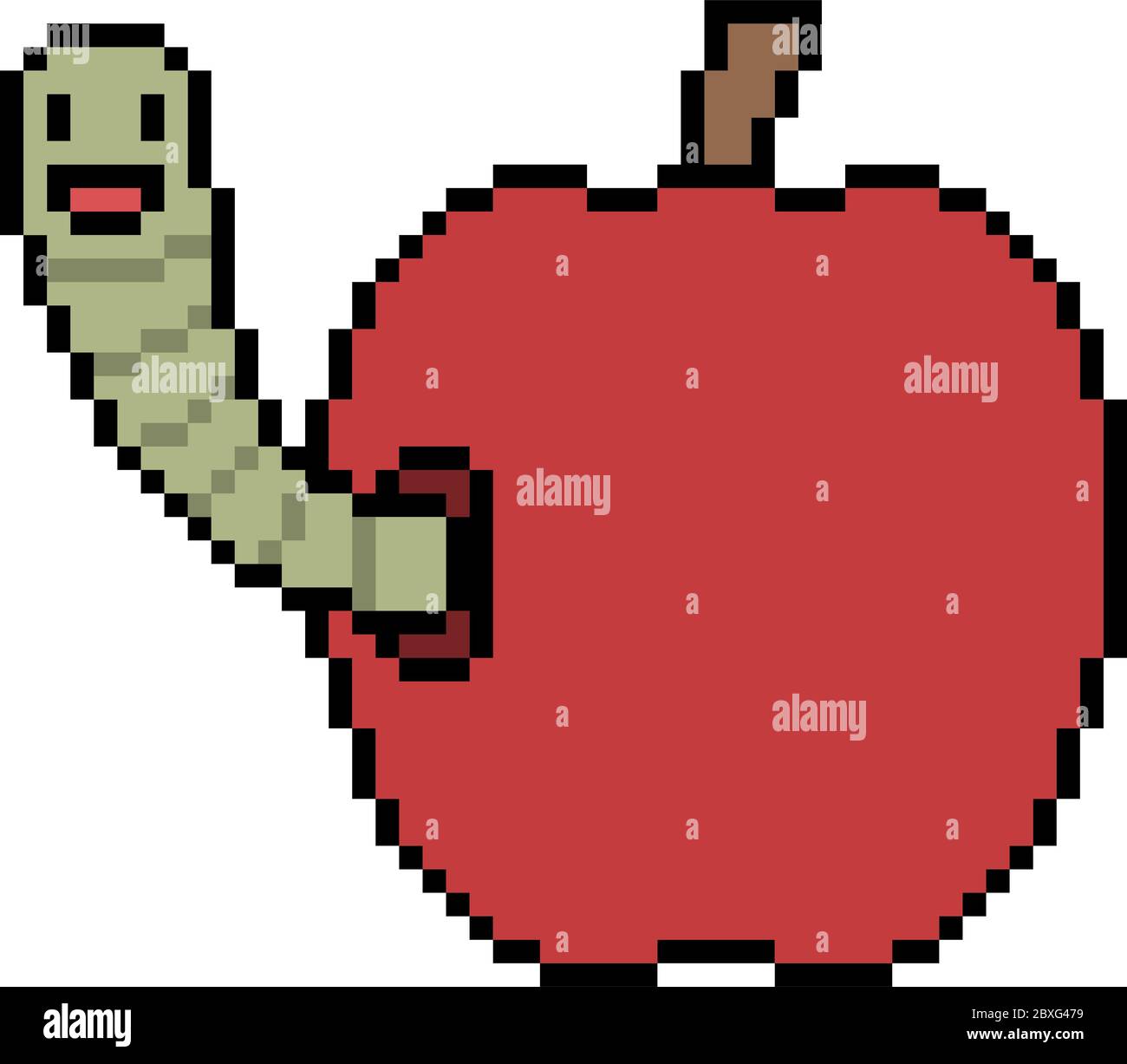 Vector Pixel Art Apple Worm Stock Vector Image Art Alamy
