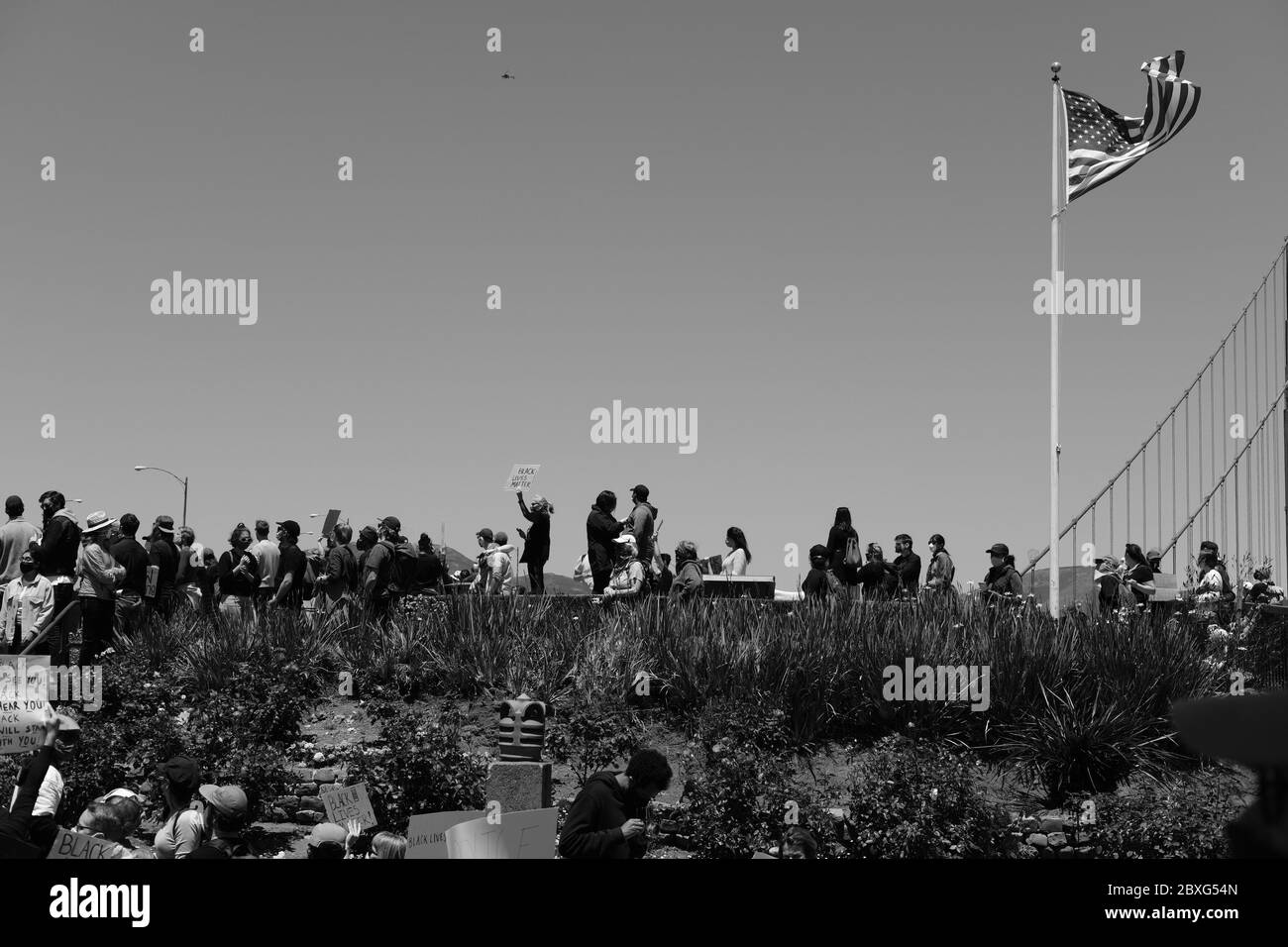 Black Lives Matter march across Golden Gate Bridge in San Francisco ...