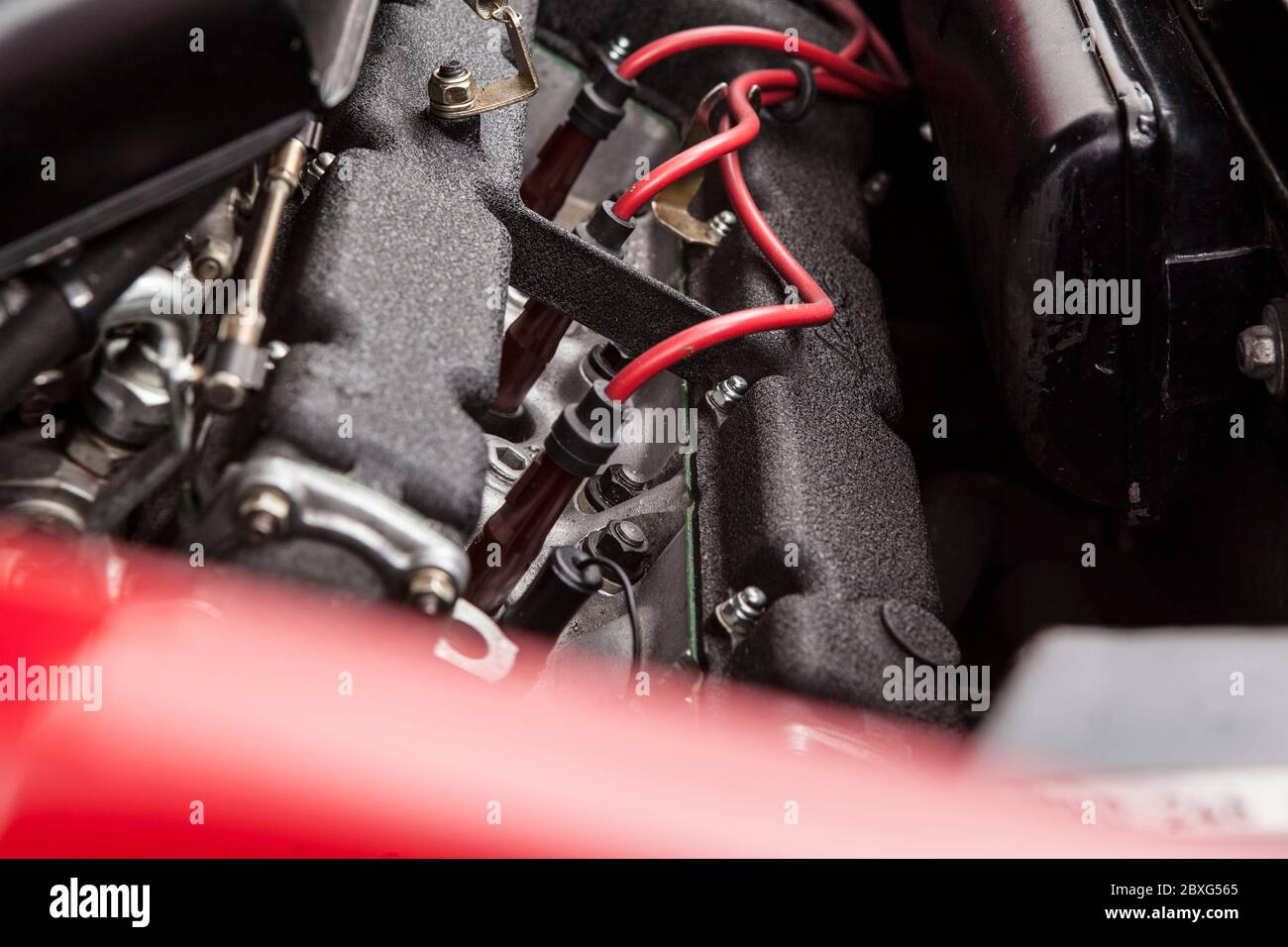 Ferrari Dino 246 GTS engine detail Stock Photo