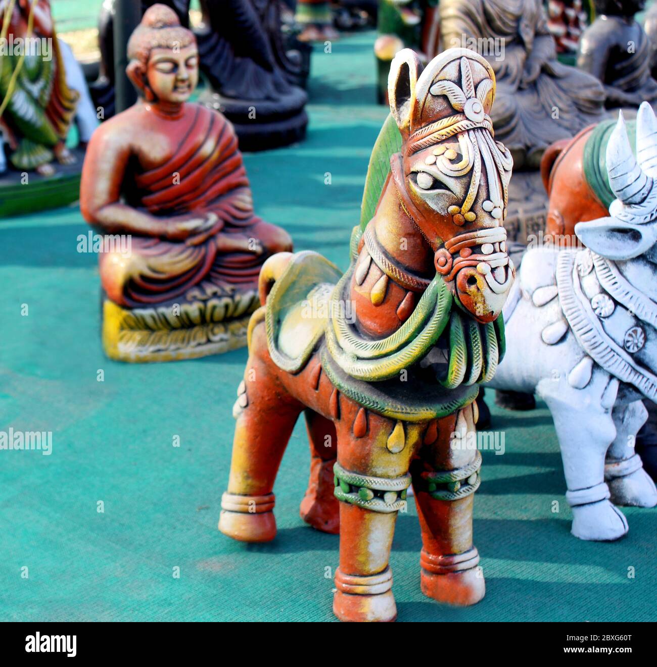 decorative Horse Sculpture Made with Earthen Mud, handcrafted