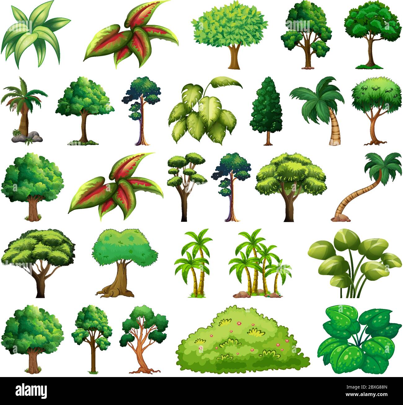 Set of variety plants and trees illustration Stock Vector Image & Art ...