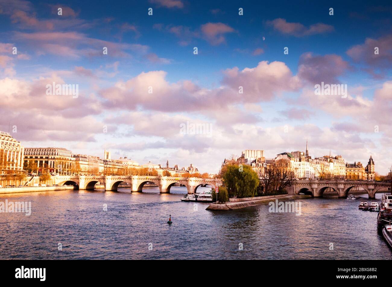 Paris and the arches of Pont Neuf in France. Stock Photo