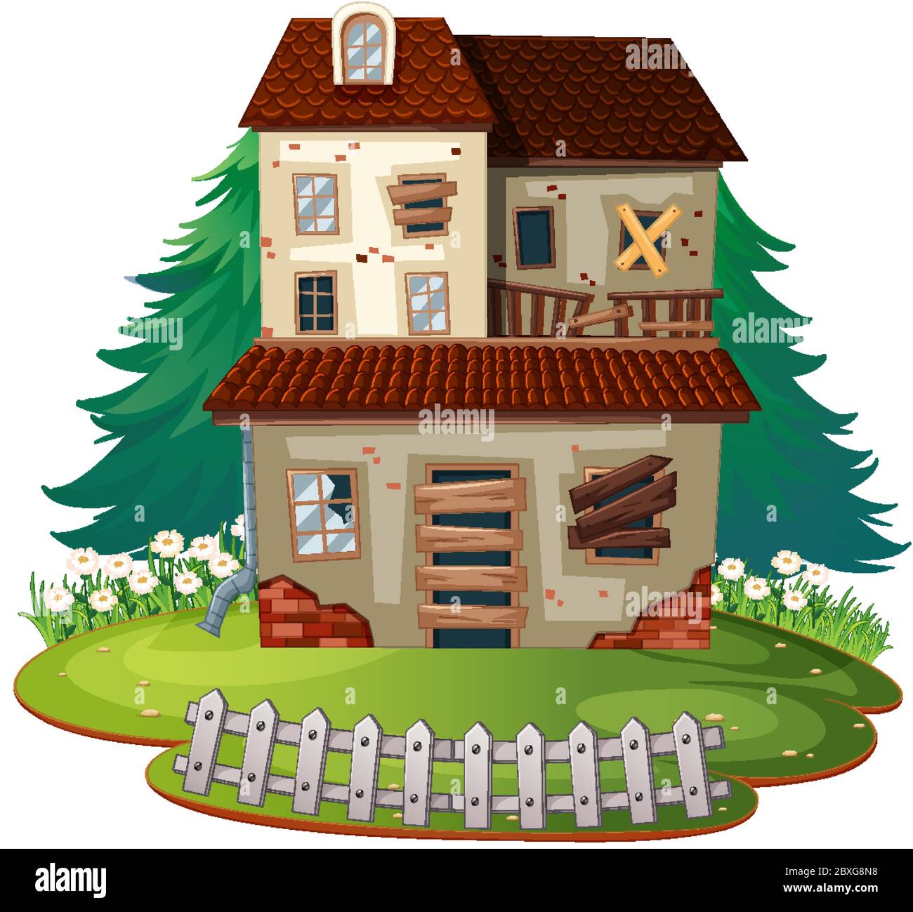 Isolated old house on white background illustration Stock Vector Image ...