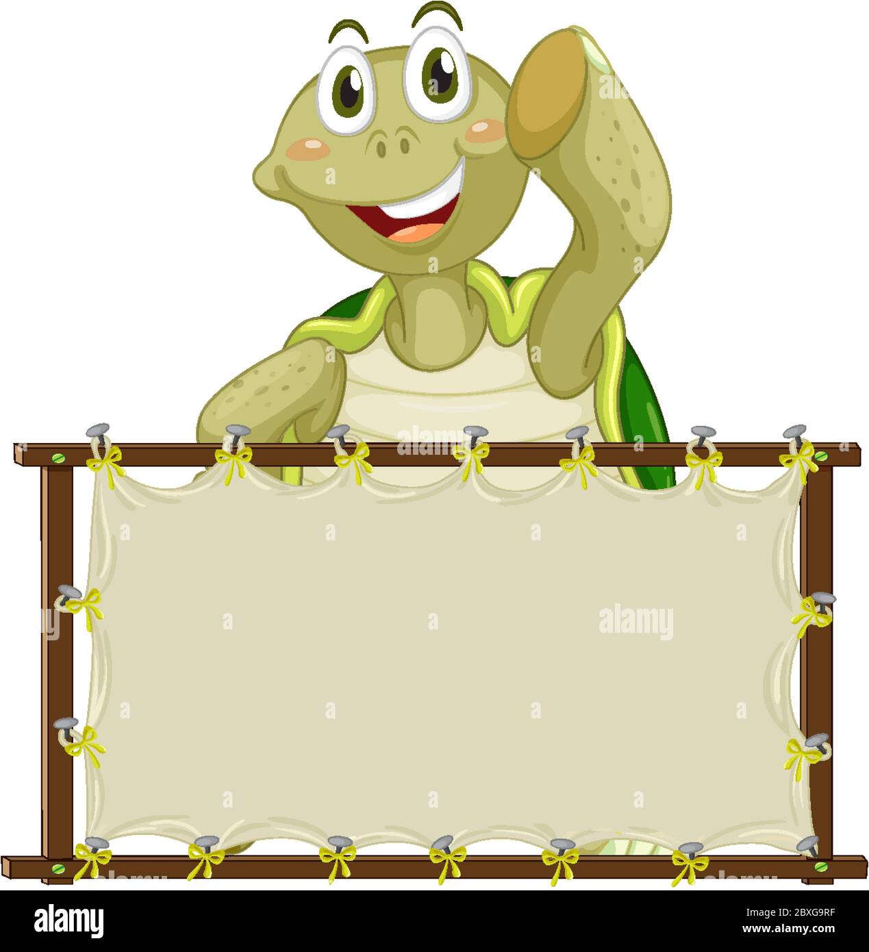 Board template with cute turtle on white background illustration Stock ...