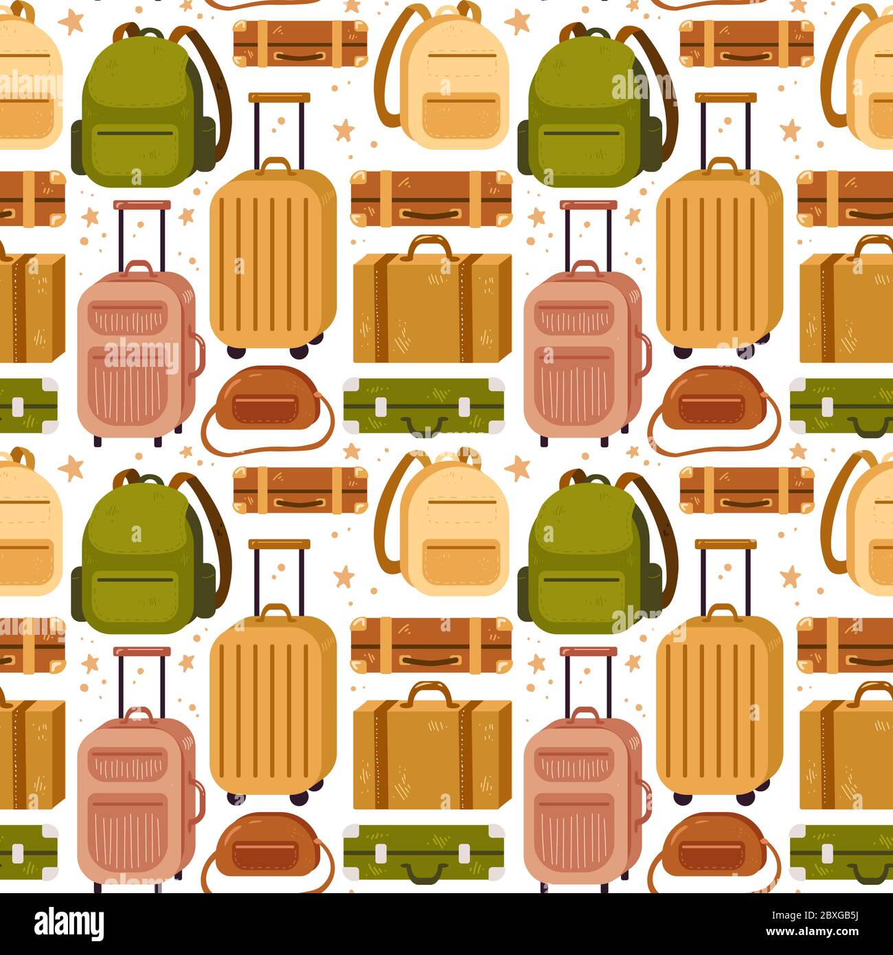 Seamless pattern with diversity baggage bags and backpack Stock Vector