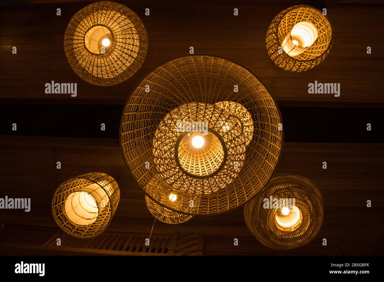Hanging Lantern in Thai Made from bamboo Thai Lanna style For decorating  Stock Photo - Alamy