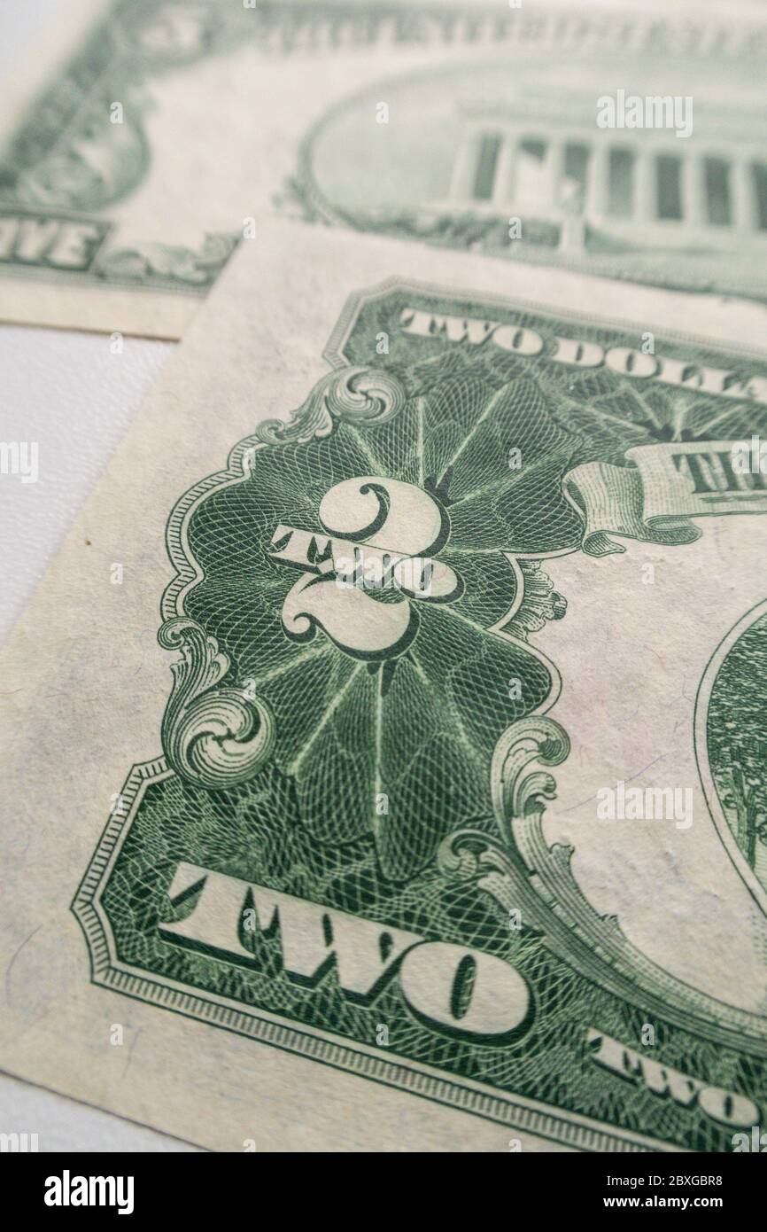 Close up of United States Currency, USA Stock Photo