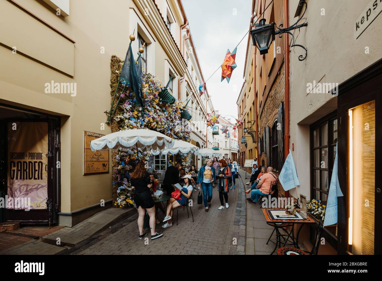 Vilnius city life after quarantine in 2020 Stock Photo