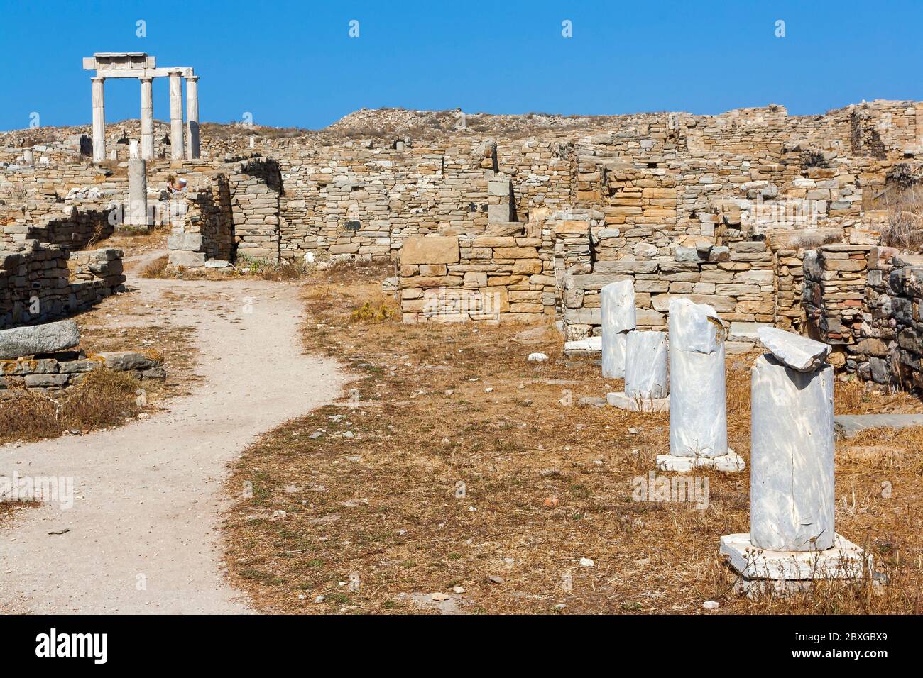 Ancient ruins of Delos in Greece Stock Photo