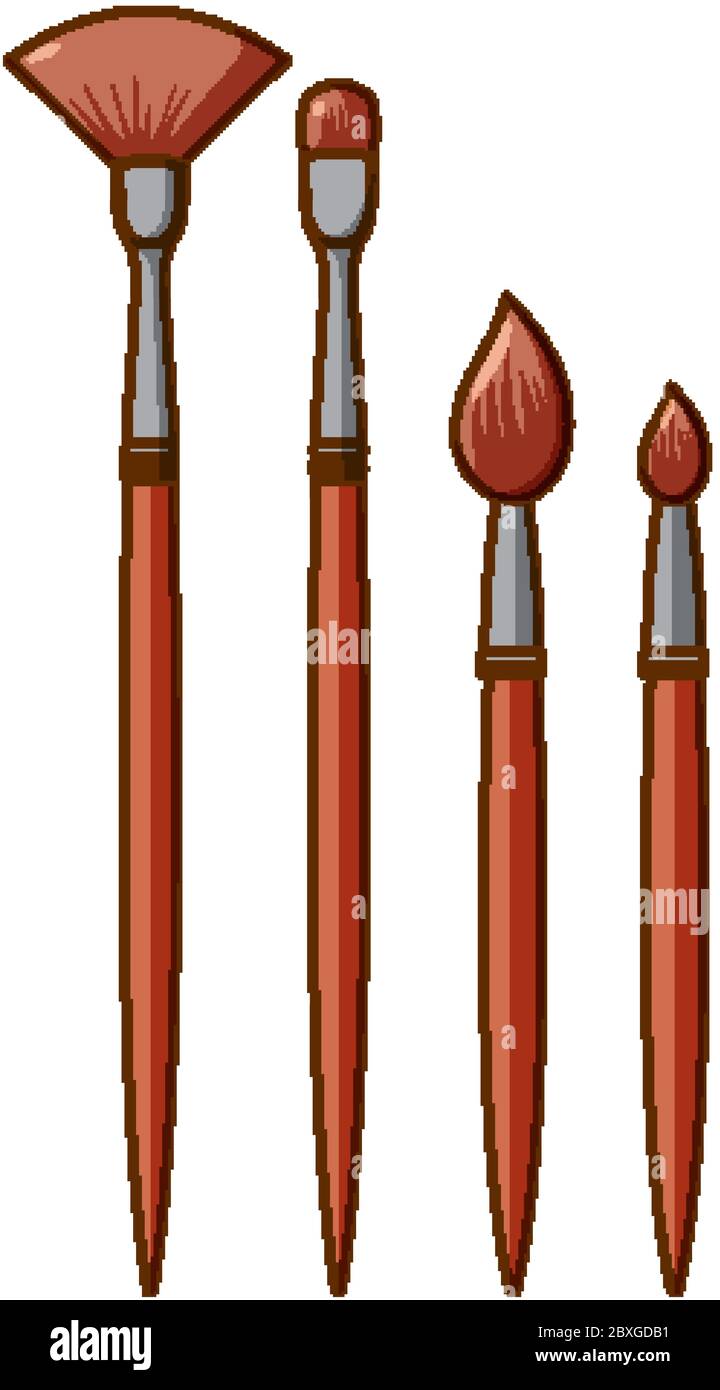 Set of different sizes of paintbrush on white background illustration