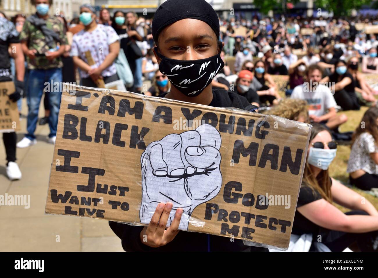 Black Lives Matter protest in Bristol, England, UK, Sunday 7 June 2020. Thousands of people joined the protests of  the death of George Floyd Stock Photo