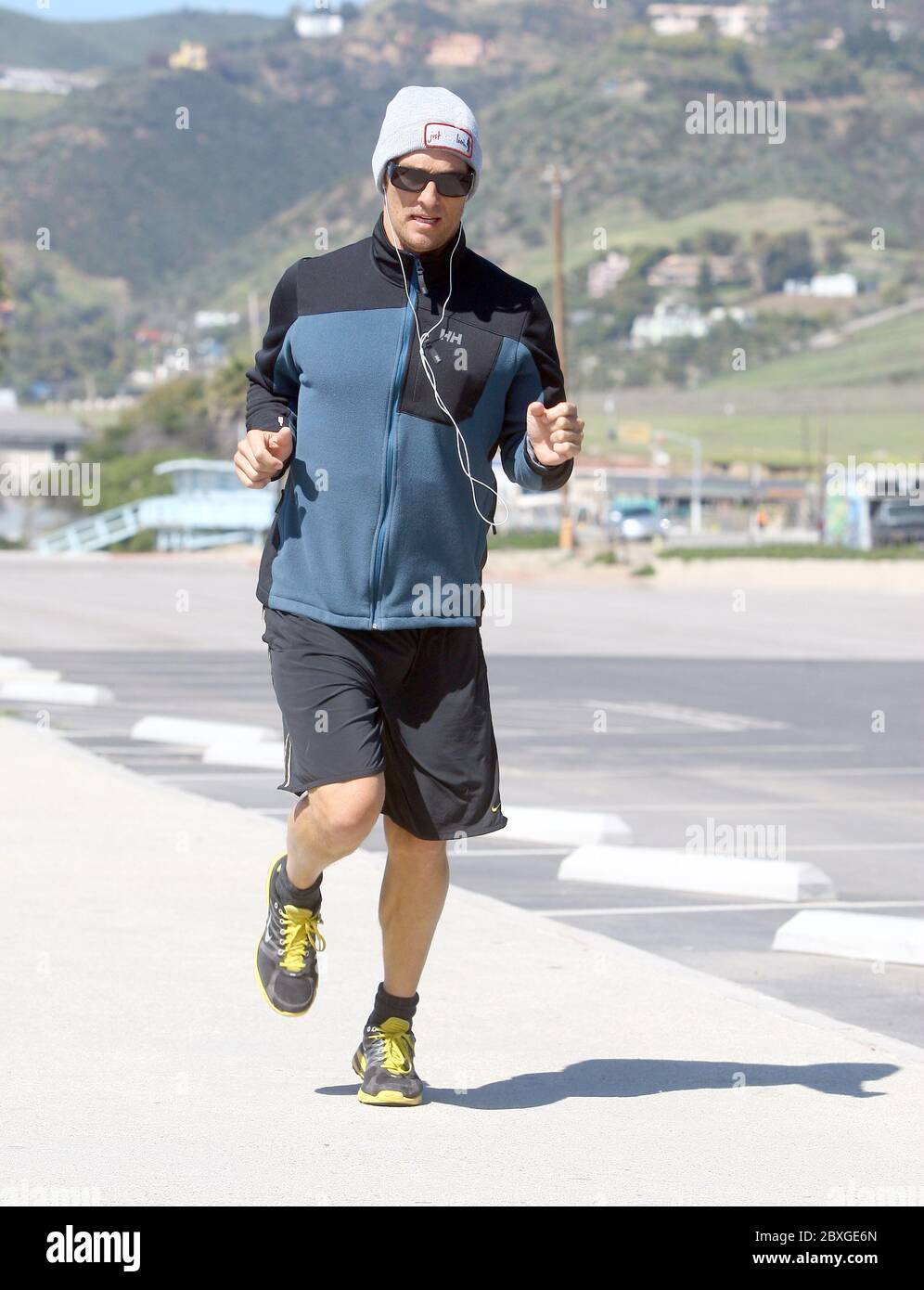 Matthew McConaughey spends the morning exercising in Zuma Beach, California. March 2011 Stock Photo