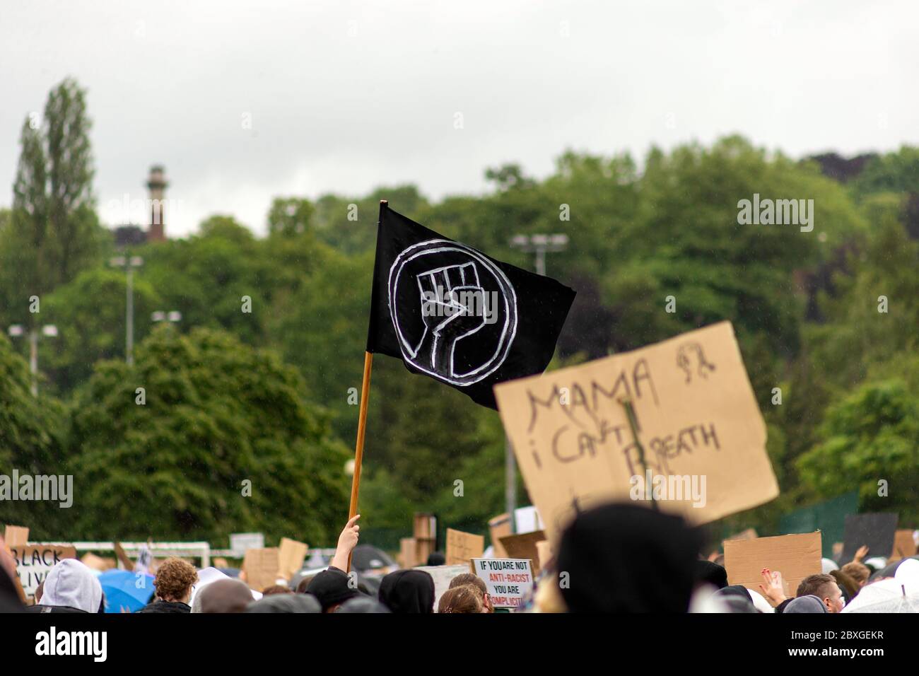 Black Lives Matter peaceful protest in Nottingham, England, UK. Stock Photo