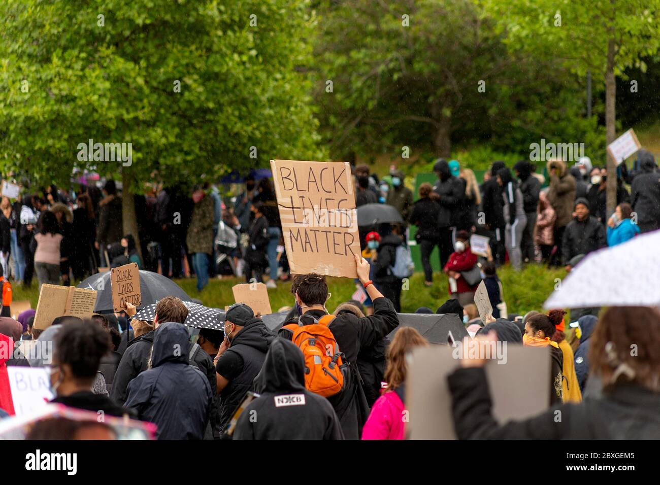 Black Lives Matter peaceful protest in Nottingham, England, UK. Stock Photo