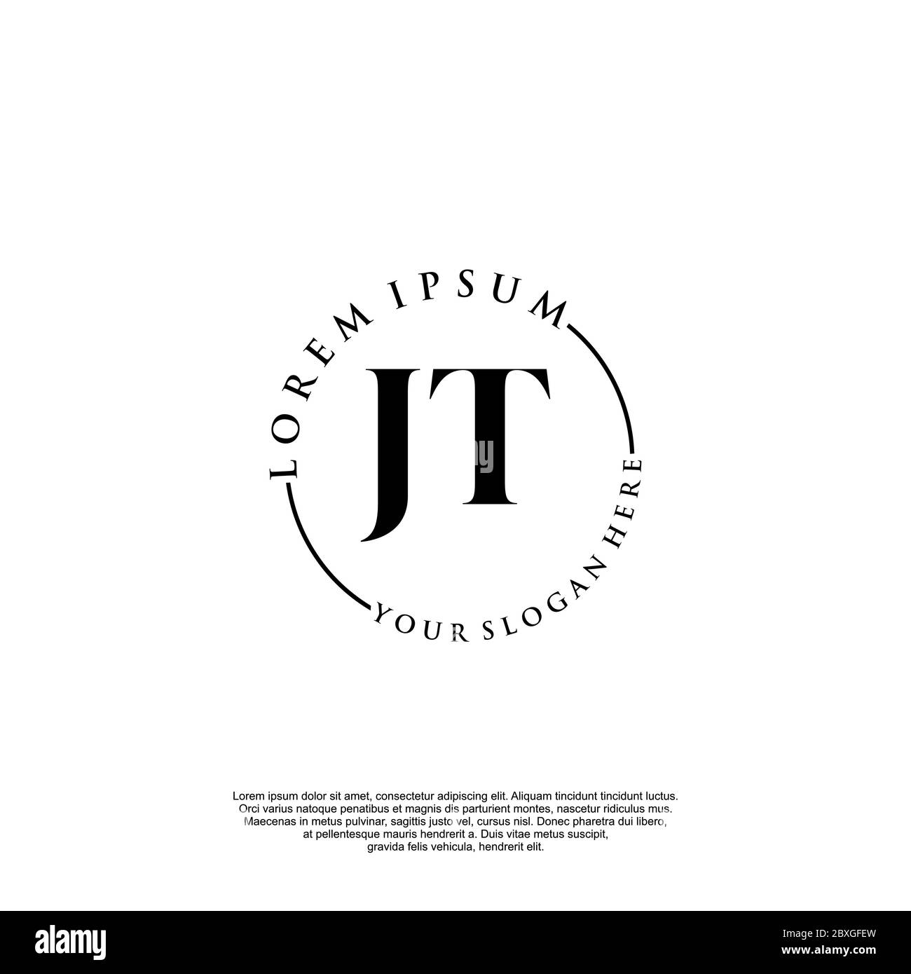 JT Initial handwriting logo template vector Stock Vector