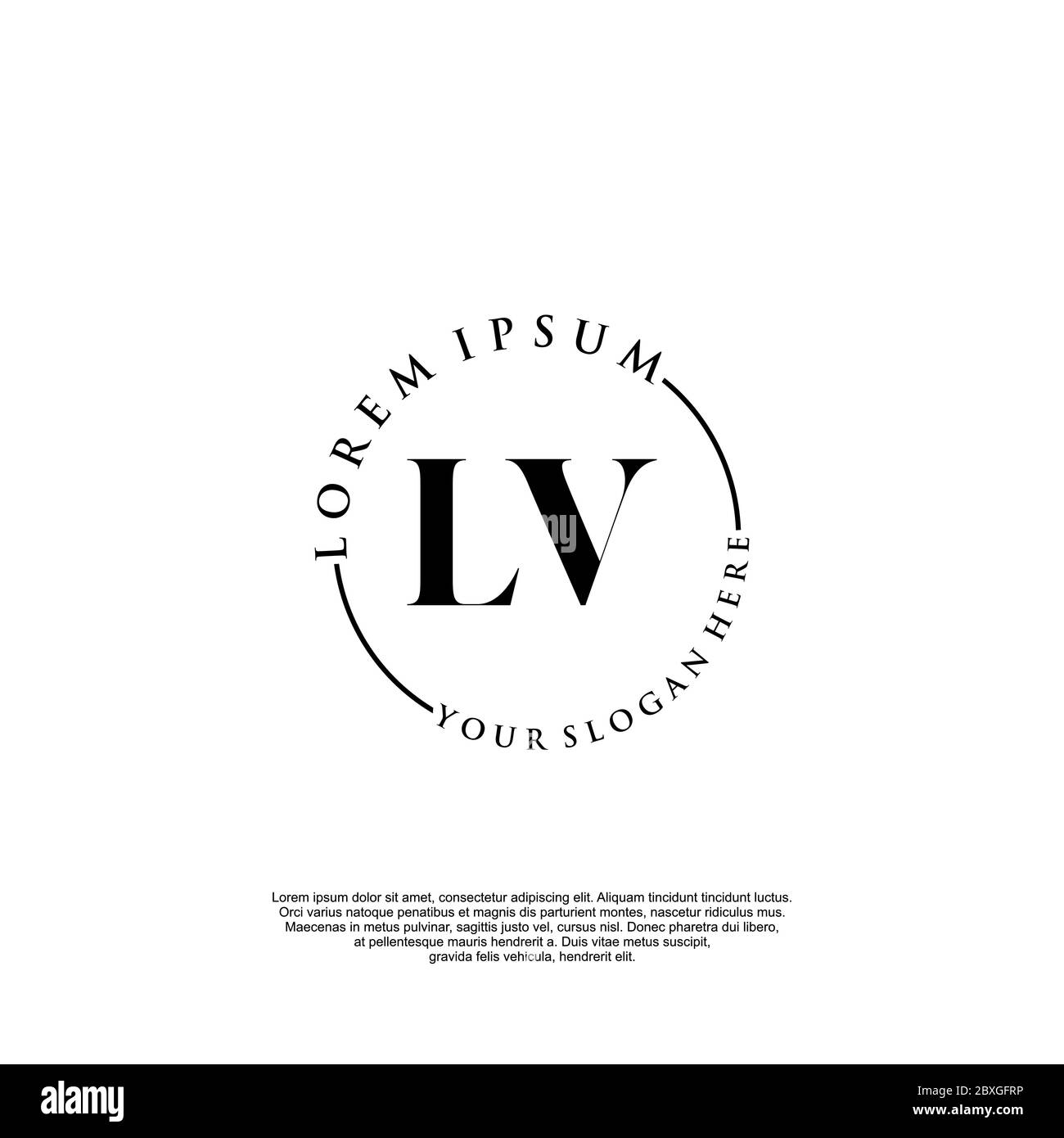 LV Initial handwriting logo template vector Stock Vector