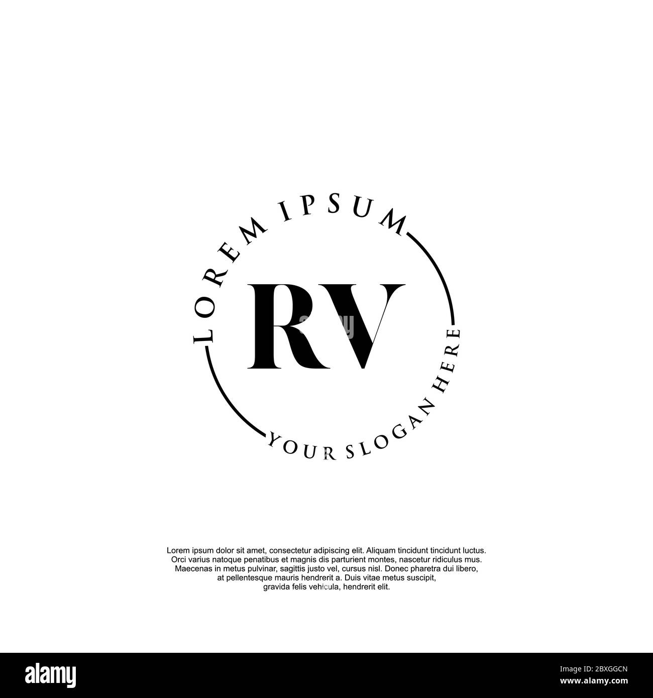 RV Initial handwriting logo template vector Stock Vector