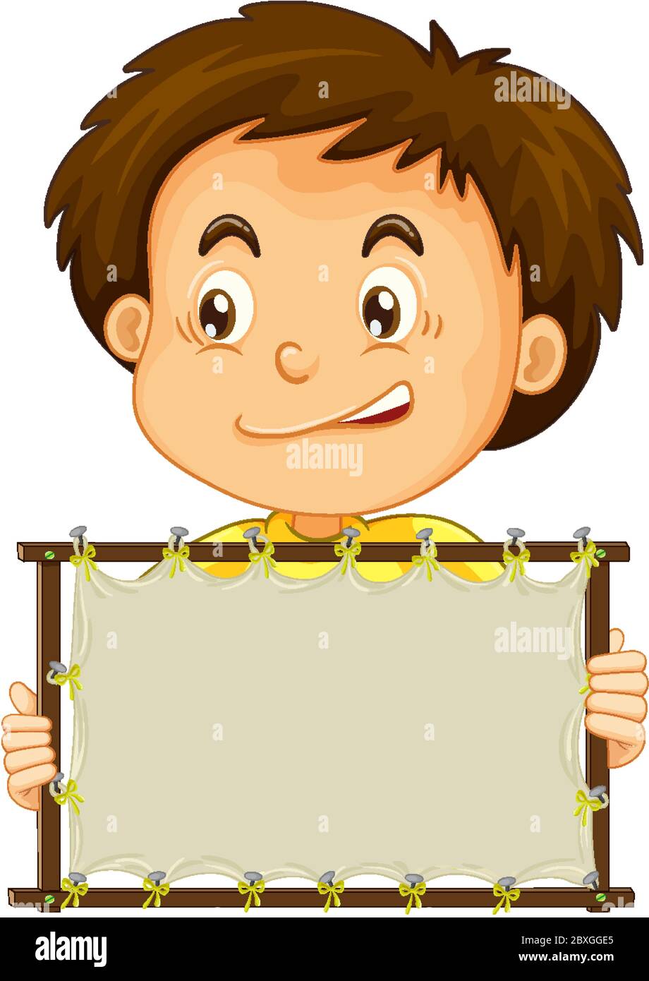 Blank sign template with cute boy on white background illustration ...