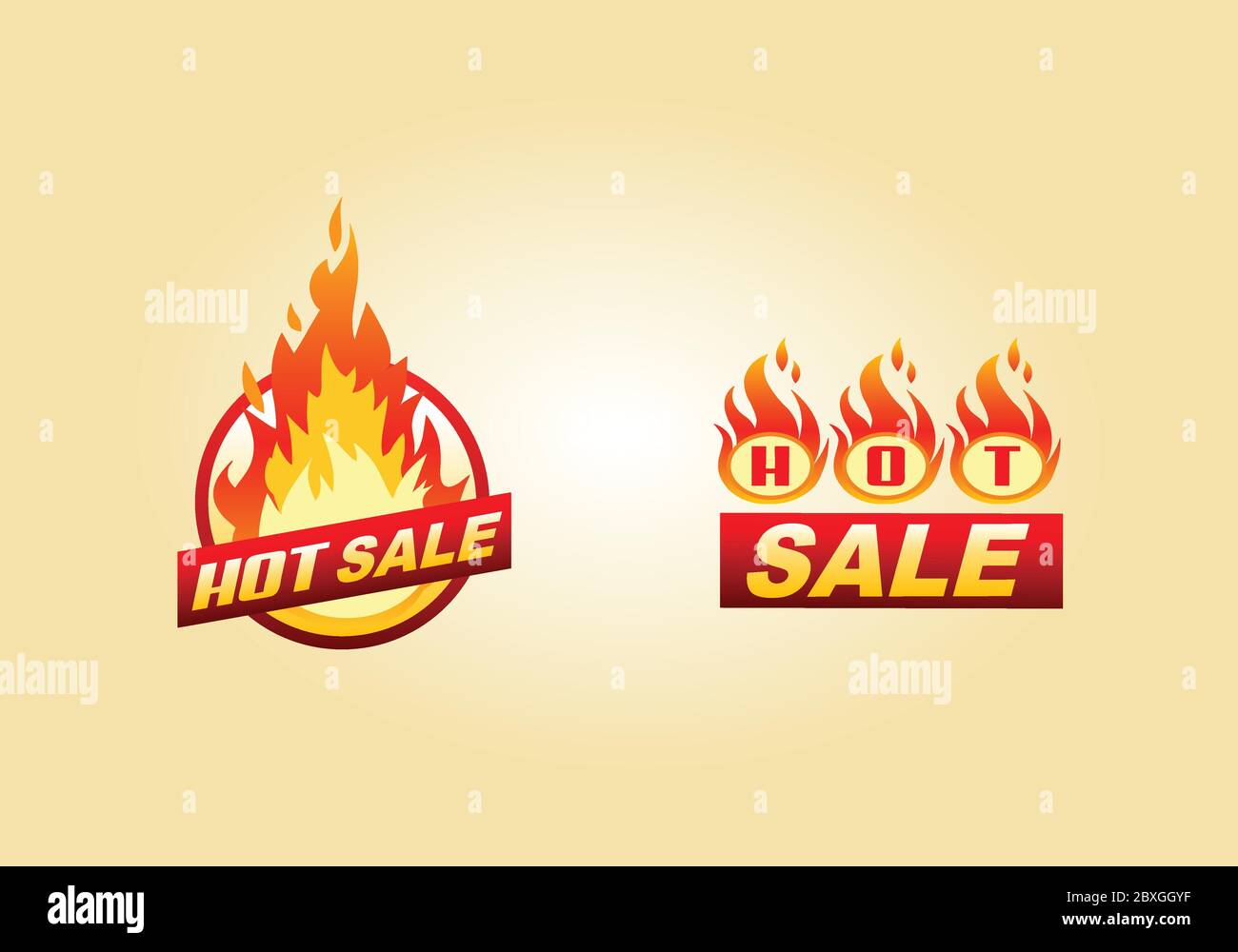 Hot Sale Label Icon With Fire Stock Vector