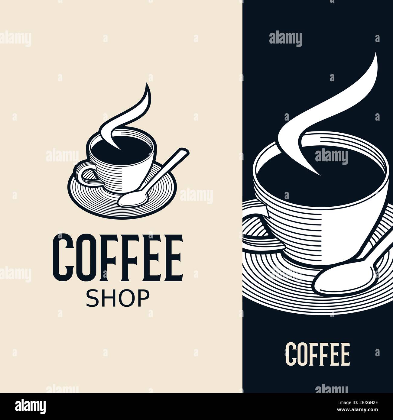 Hot Cup Cafe Logo Stock Vector