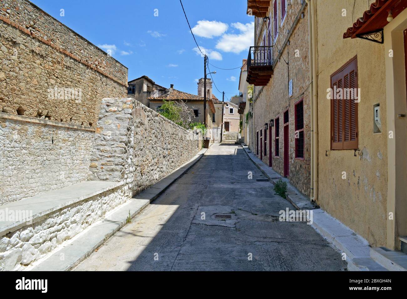 Street in the historical old town of Nafplio, Greece. Stock Photo