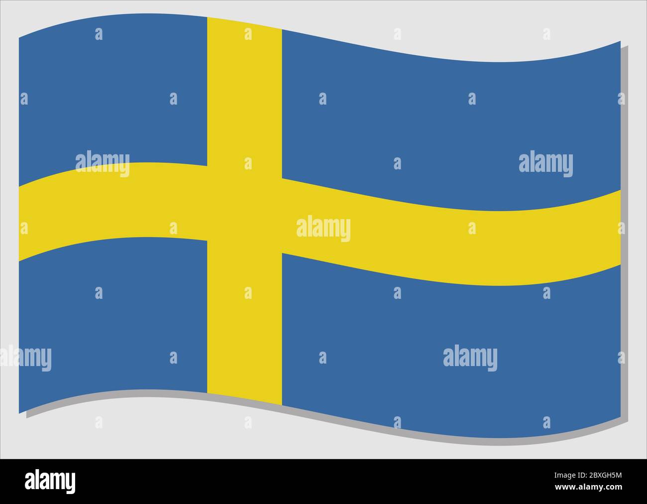 Waving flag of Sweden vector graphic. Waving Swedish flag illustration. Sweden country flag wavin in the wind is a symbol of freedom and independence. Stock Vector
