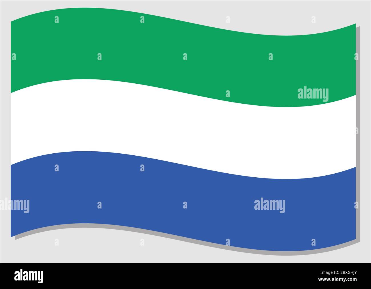 Waving flag of Sierra Leone vector graphic. Waving Sierra Leonean flag ...