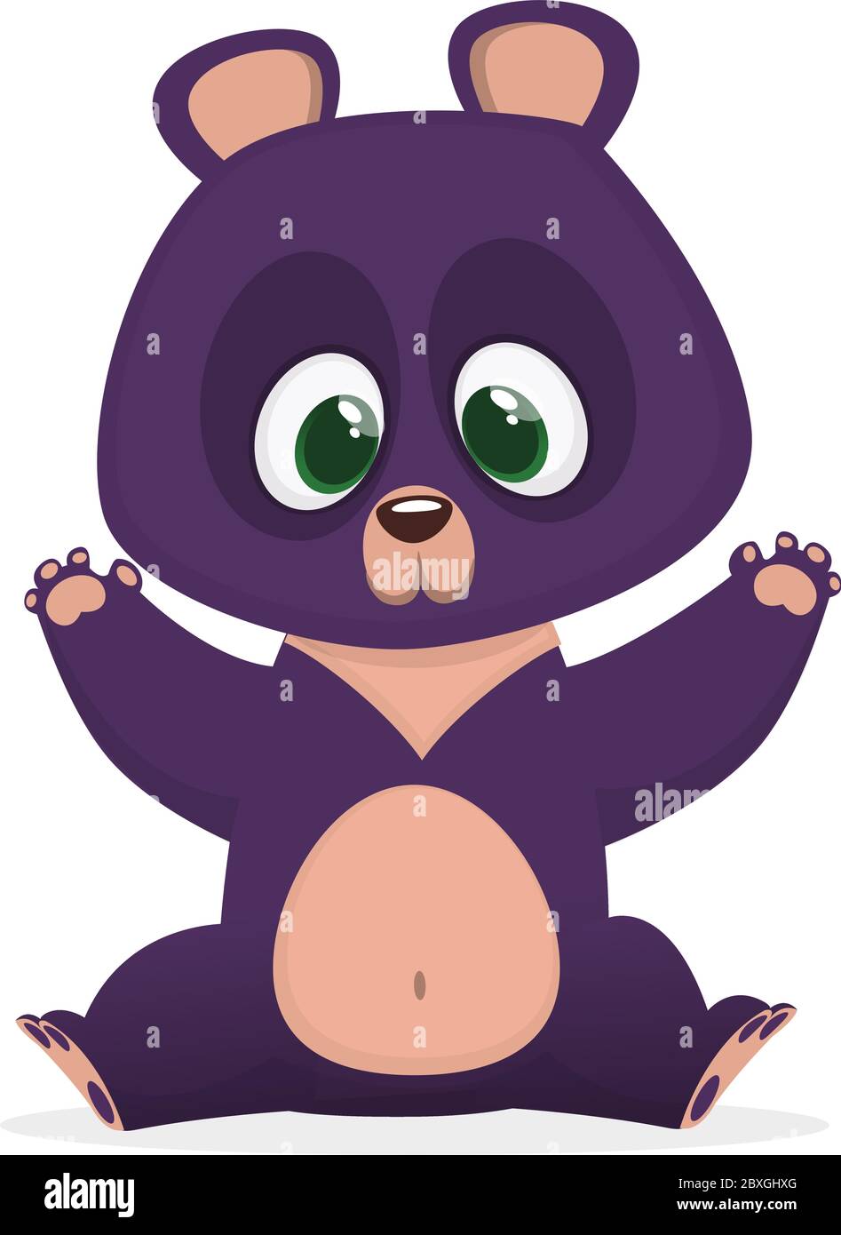 Funny cartoon Himalayan bear giving a hug. Vector illustration of a bear character Stock Vector