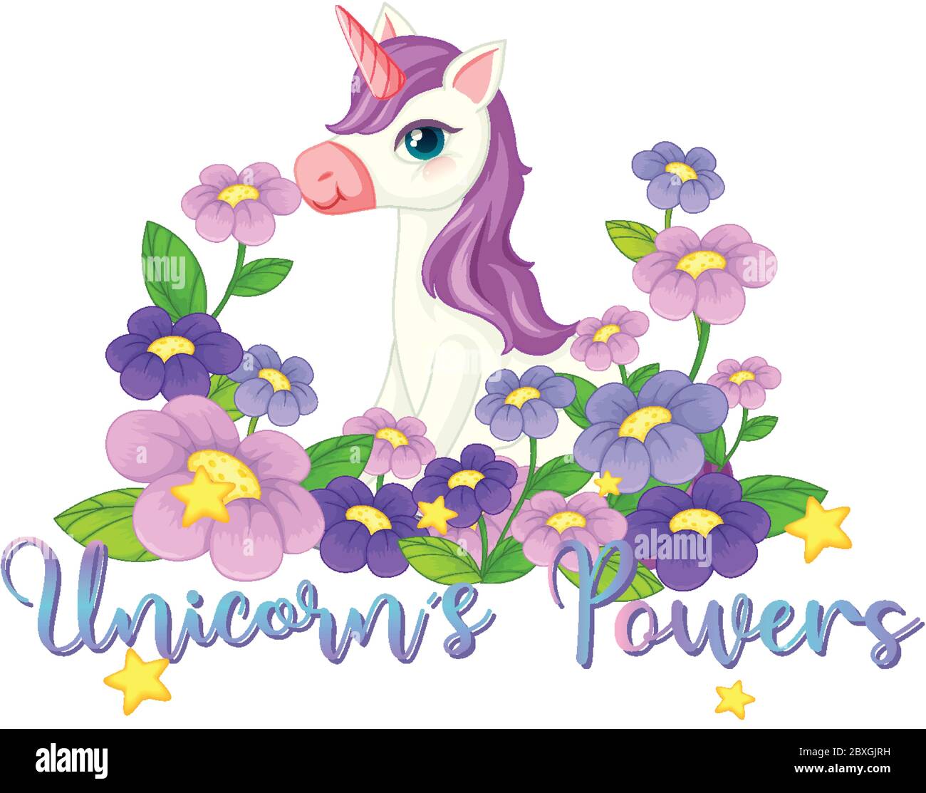 Unicorn in the flower garden sign illustration Stock Vector Image & Art