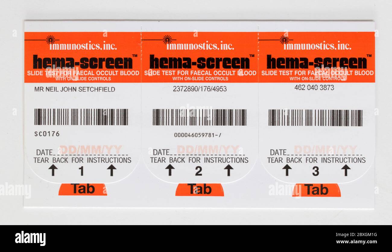 Medical Blood Stool Test Hema Screen Stock Photo Alamy