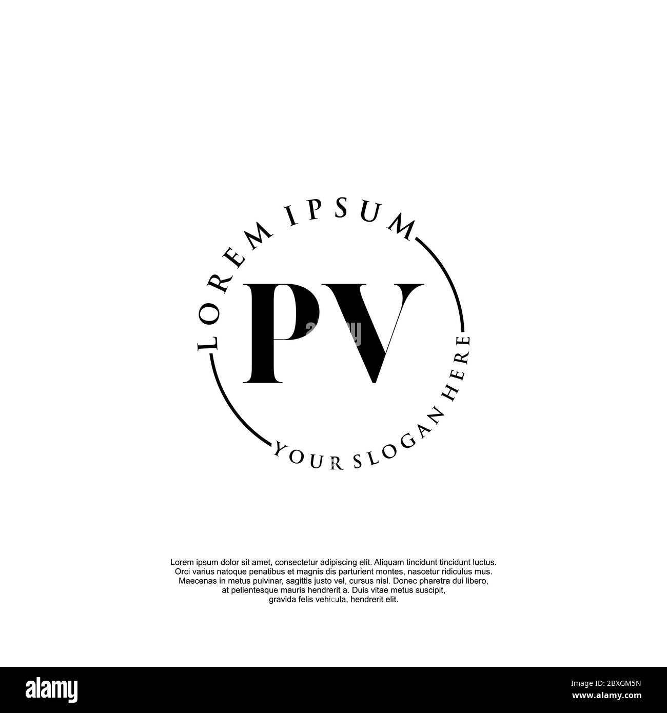 PV Initial handwriting logo template vector Stock Vector
