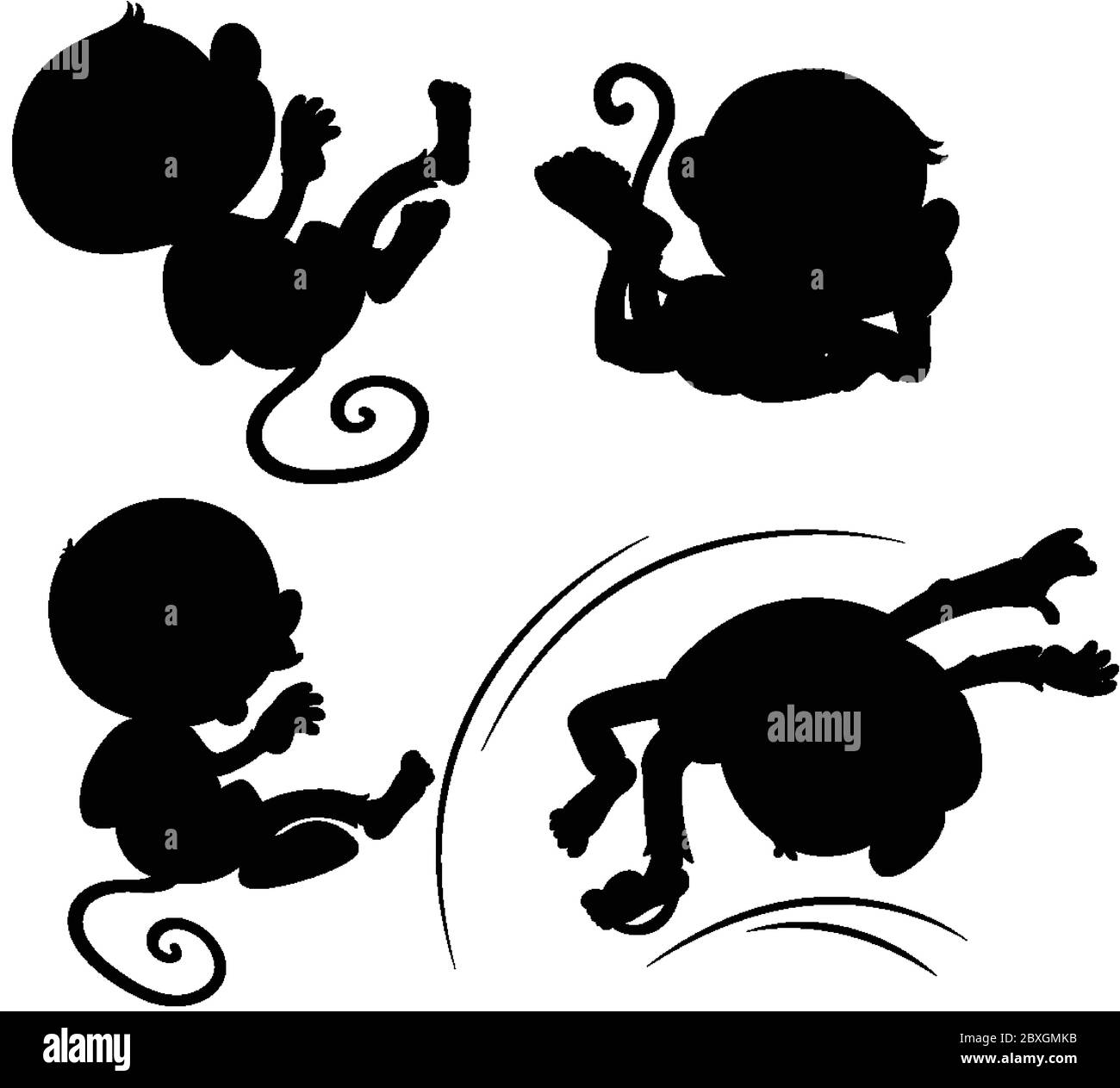 set-of-monkey-silhouette-illustration-stock-vector-image-art-alamy