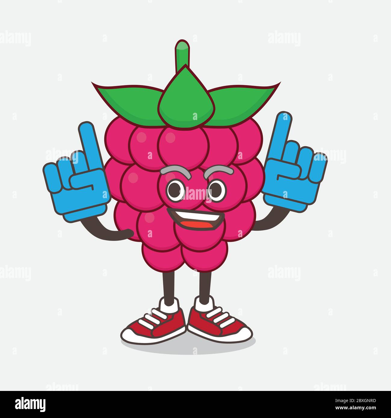 An illustration of Raspberry Fruit cartoon mascot character holding two ...