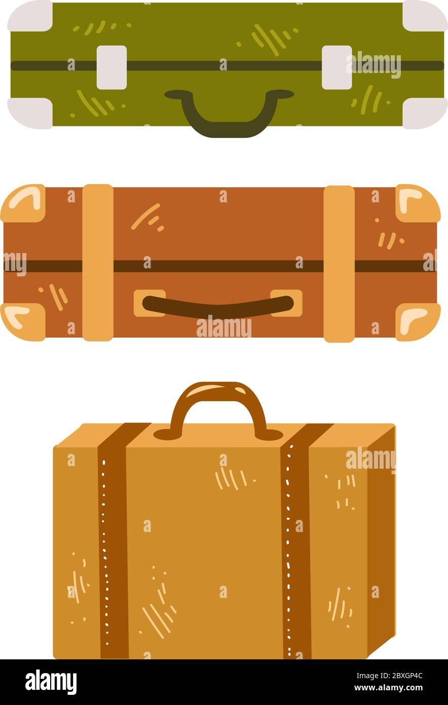 Set of diversity baggage bags and suitcase Stock Vector