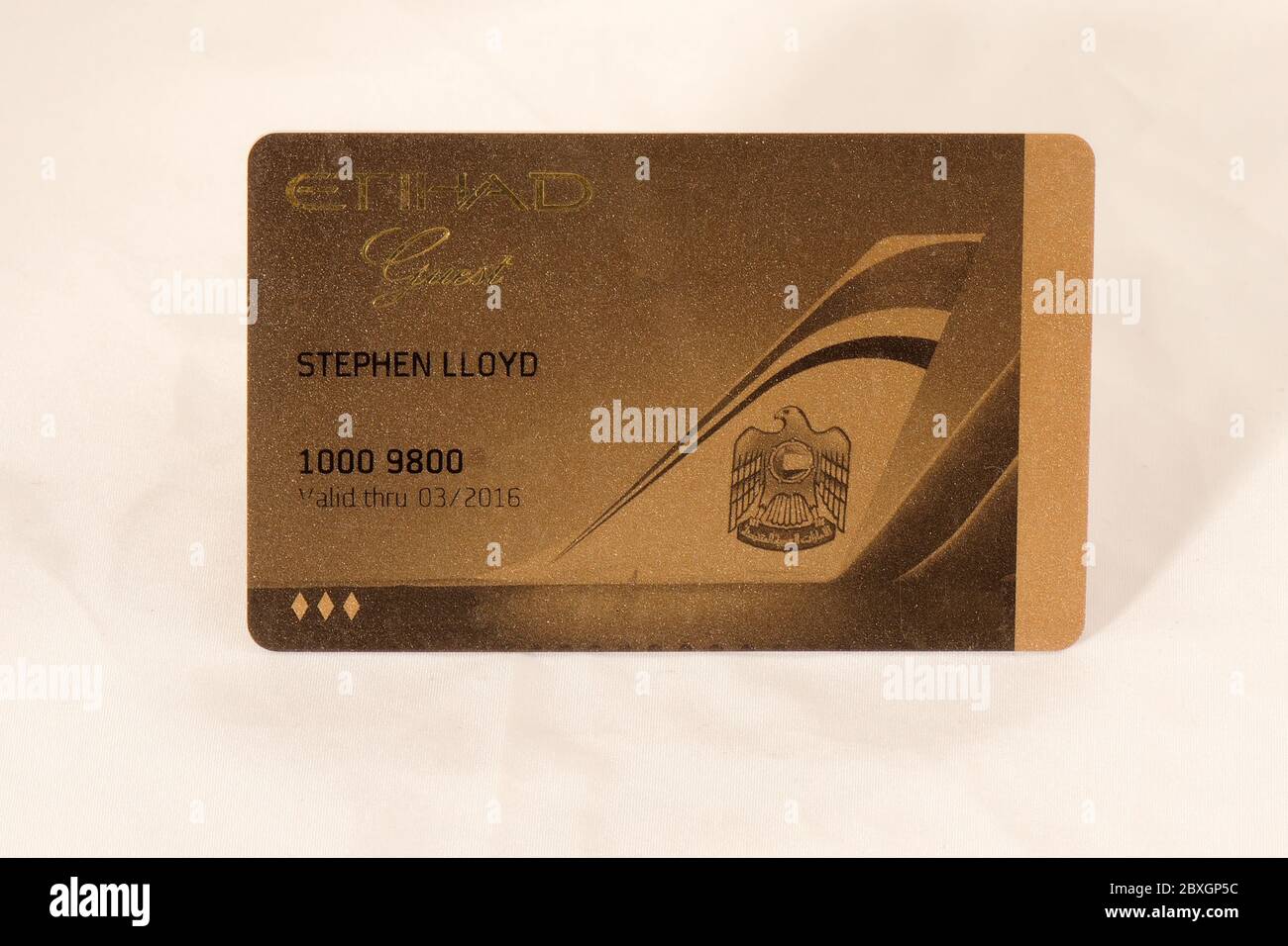 Top level gold frequent flyer card with Etihad airline Stock Photo