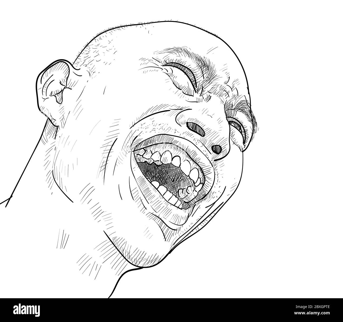 Premium Photo  Laughing bald man ink black and white drawing
