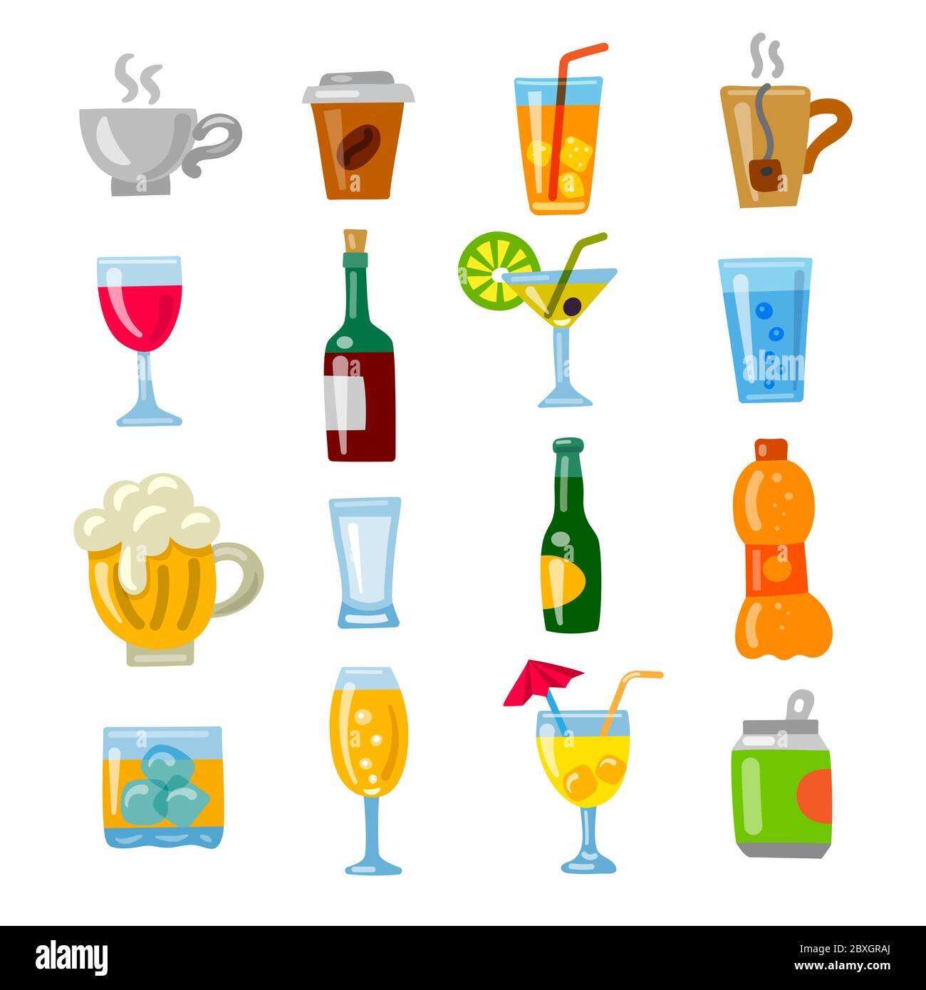 illustration of the alcohol drinks and beverages icons set Stock Vector
