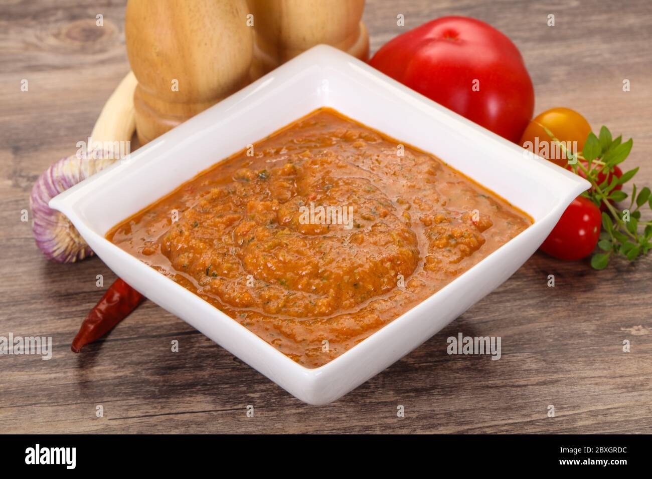 Famous Spanish gazpacho tomato cold soup Stock Photo - Alamy