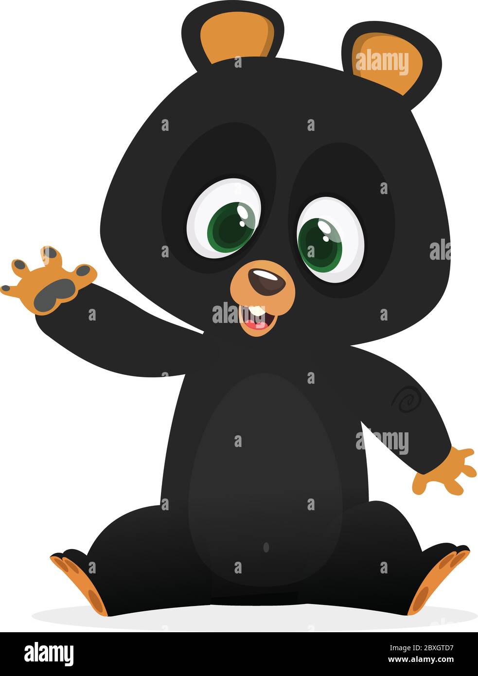 Cartoon happy Himalayan black bear. Big collection of cartoon forest animals. Vector illustration Stock Vector