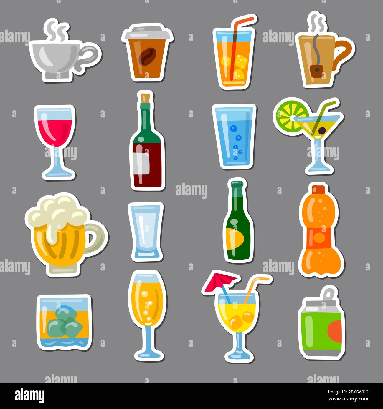 illustration of the alcohol drinks and beverages icons set Stock Vector ...