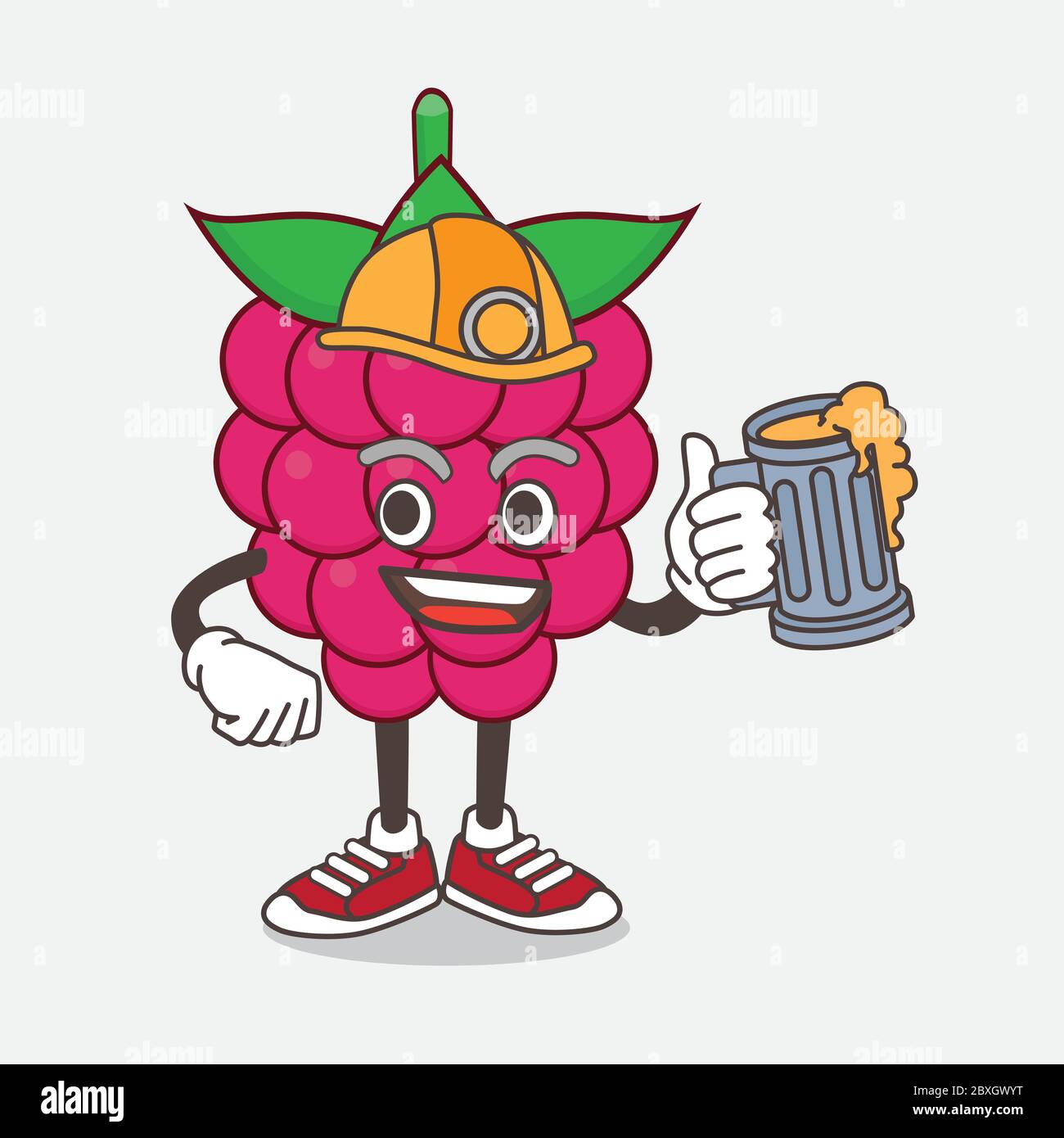 An illustration of Raspberry Fruit cartoon mascot character holding a ...