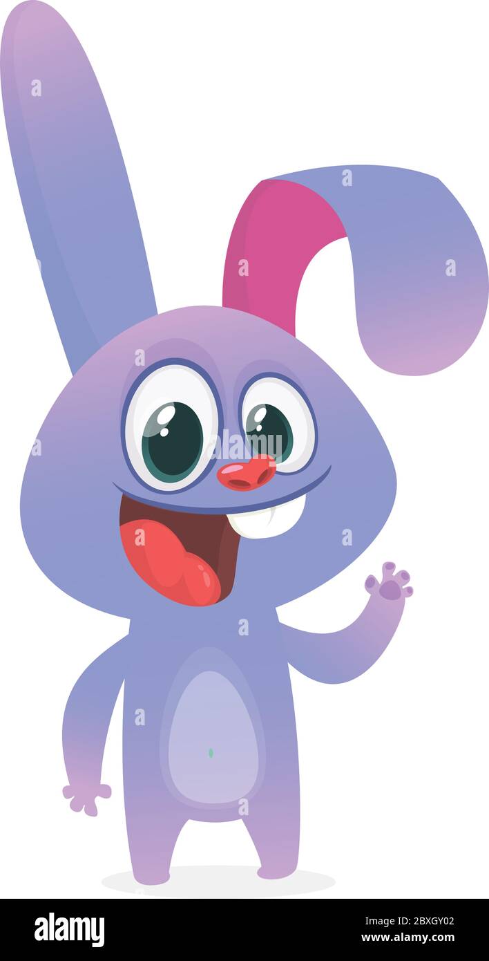 Cute cartoon rabbit. Farm animals. Vector illustration of a smiling bunny Stock Vector