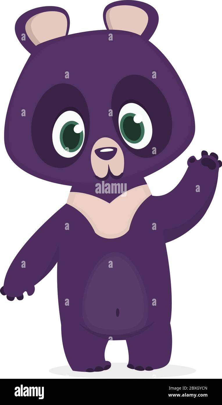 Funny cartoon Himalayan bear waving hand. Vector illustration of a bear character Stock Vector