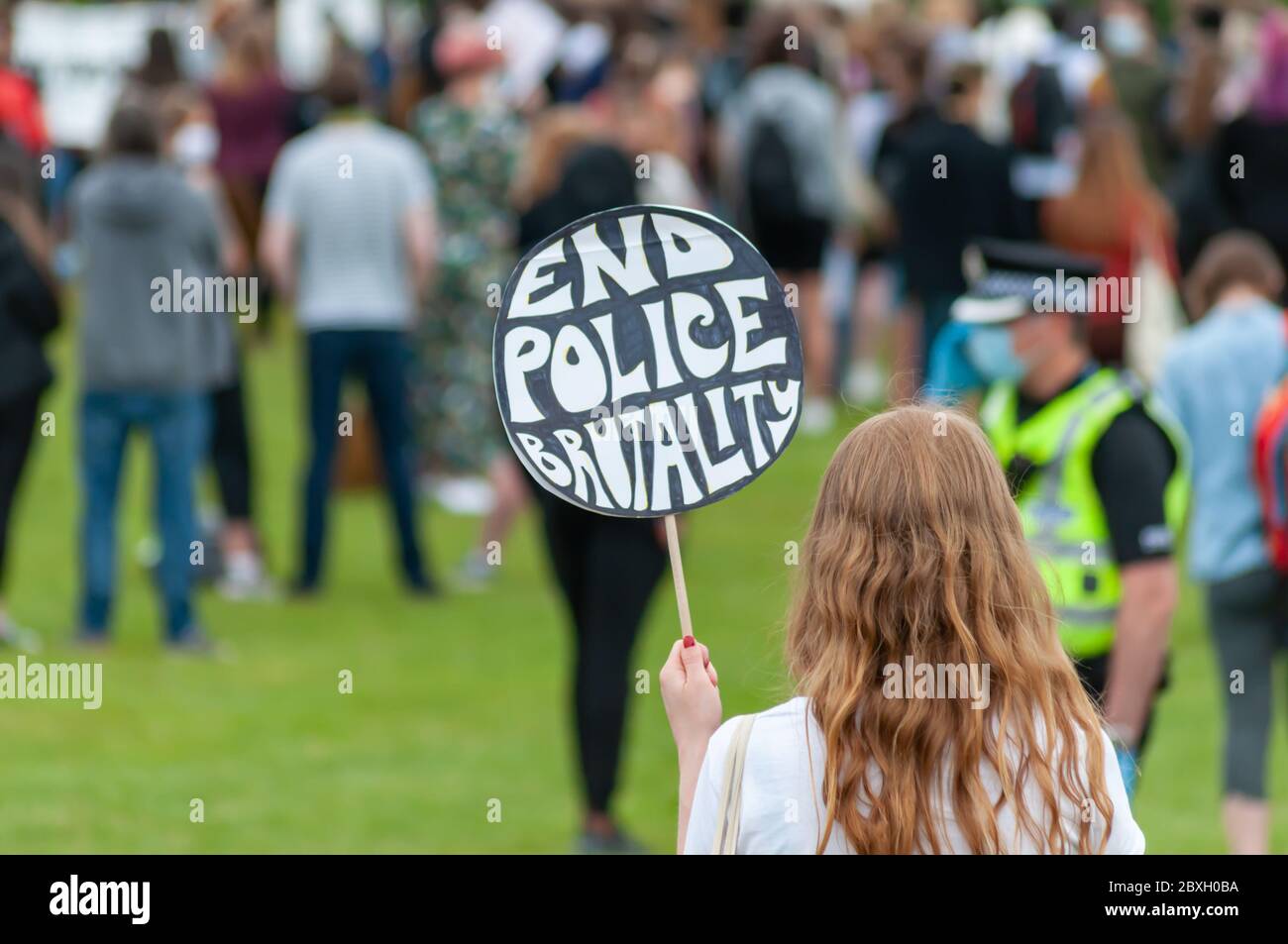 Glasgow, Scotland, UK. 7th June, 2020. An officer of Police Scotland on