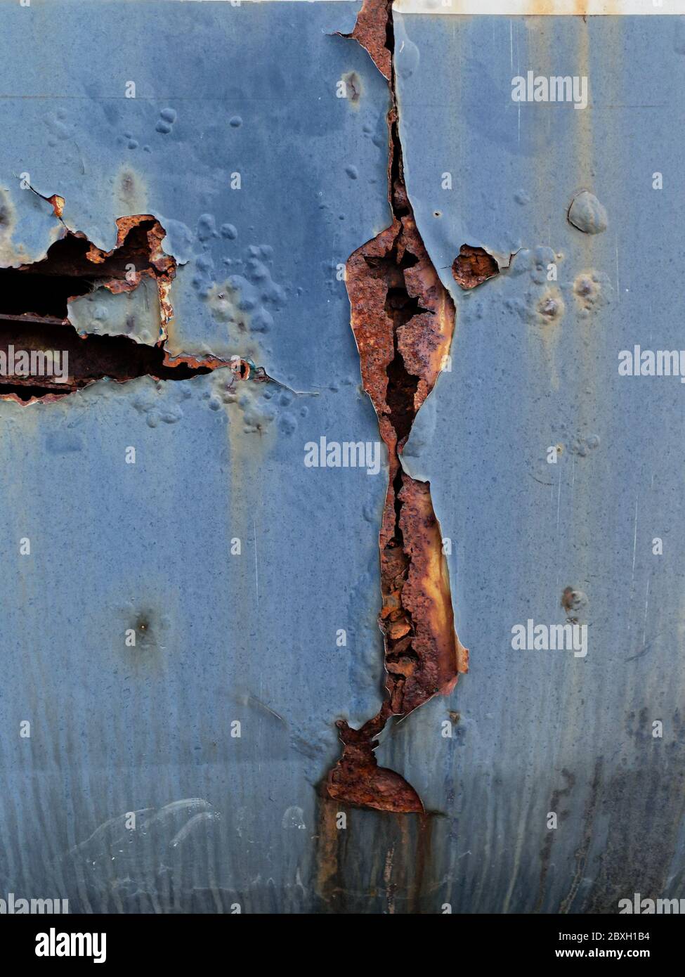 Rust and pealed paint on an old abandoned train carriages, on the East Lancashire Railway. Stock Photo