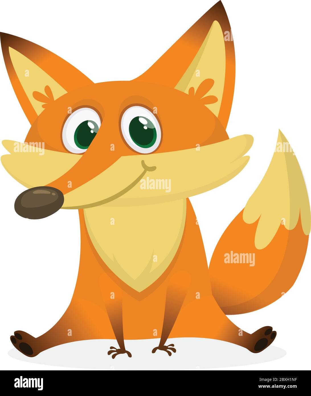 Cartoon happy and sad fox. Vector clip art illustration with simple
