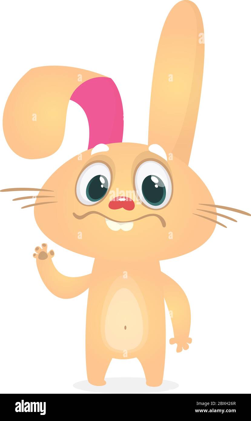 Cartoon Rabbit Character on a White Background. Vector illustration ...