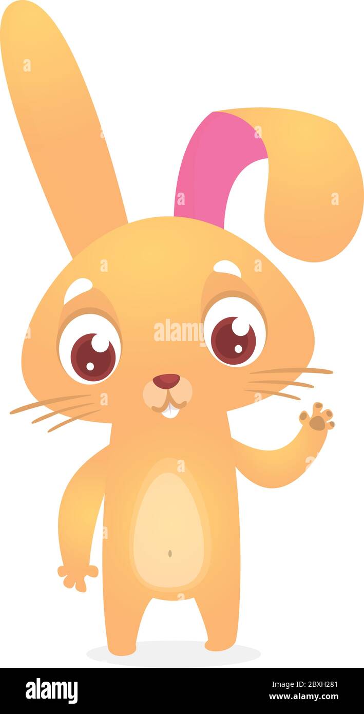 Cartoon happy bunny presenting with his hand. Vector illustration Stock Vector
